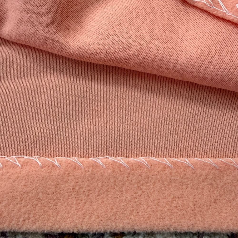 Vintage Peach Pink Fleece Ruffle Collar Button Maxi Robe Nightgown Loungewear - Picture 9 of 10